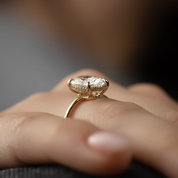 2.0  - 4.0 CT Oval  Cut CVD Diamond Hidden Halo Engagement Ring