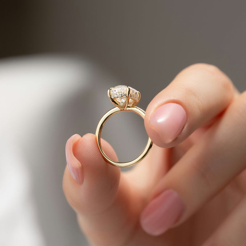 2.0 -4.0 CT Oval Cut CVD Diamond Hidden Halo Engagement Ring