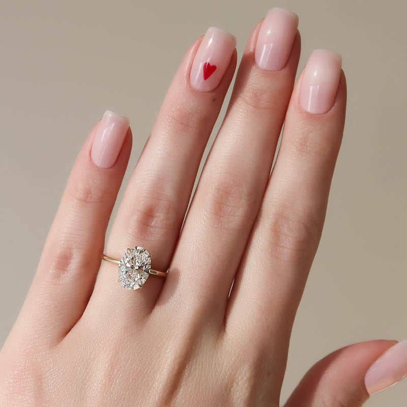 2.0 -4.0 CT Oval Cut CVD Diamond Solitaire Engagement Ring