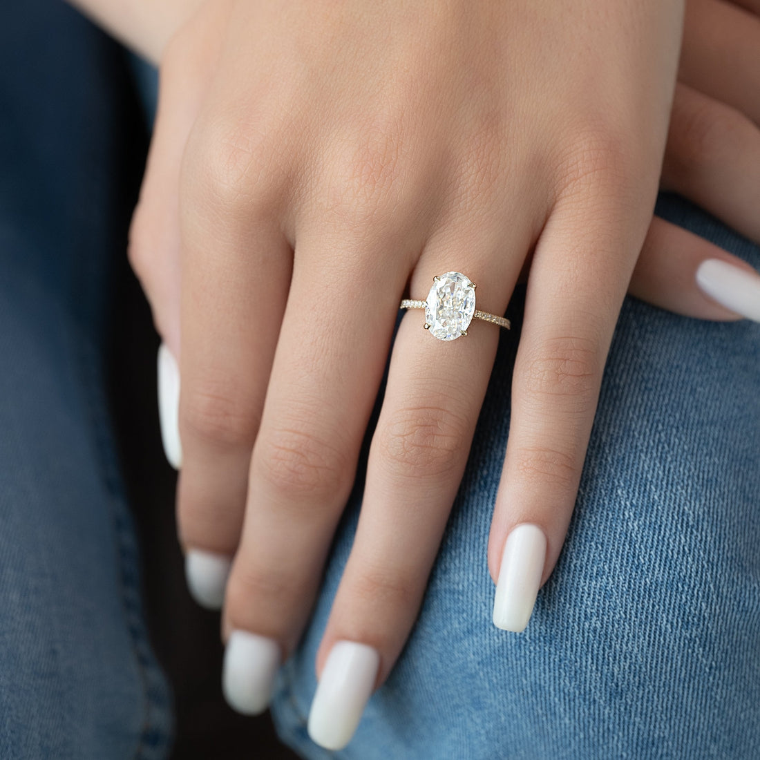 2.0 -4.0 CT Oval Cut CVD Diamond Pave Engagement Ring