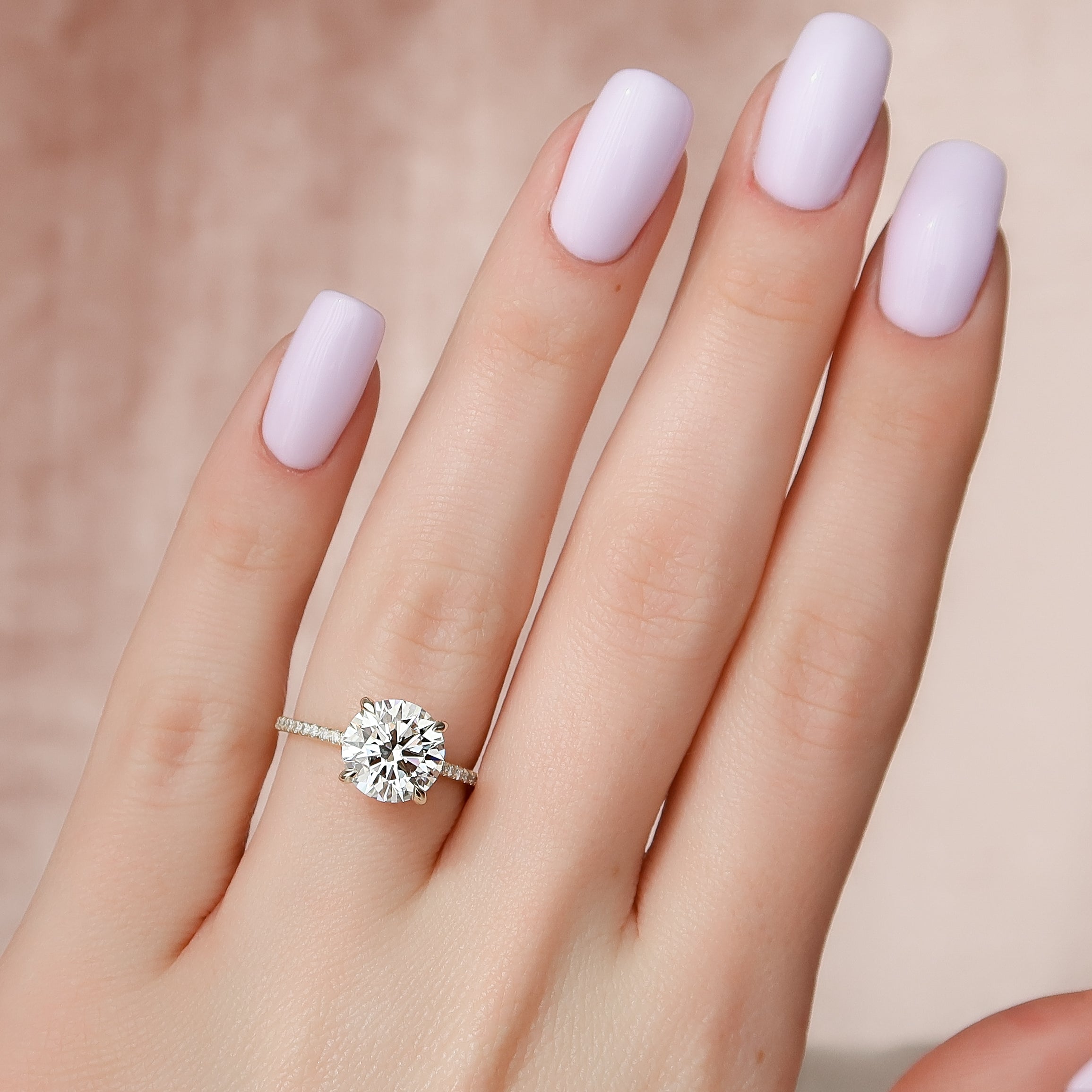 1.50 - 3.50 CT Round Cut CVD Diamond Hidden Halo & Pave Engagement Ring