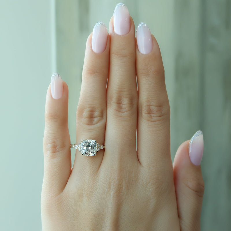 2.0 - 4.0 CT Cushion Cut CVD Diamond Pave Setting Engagement Ring