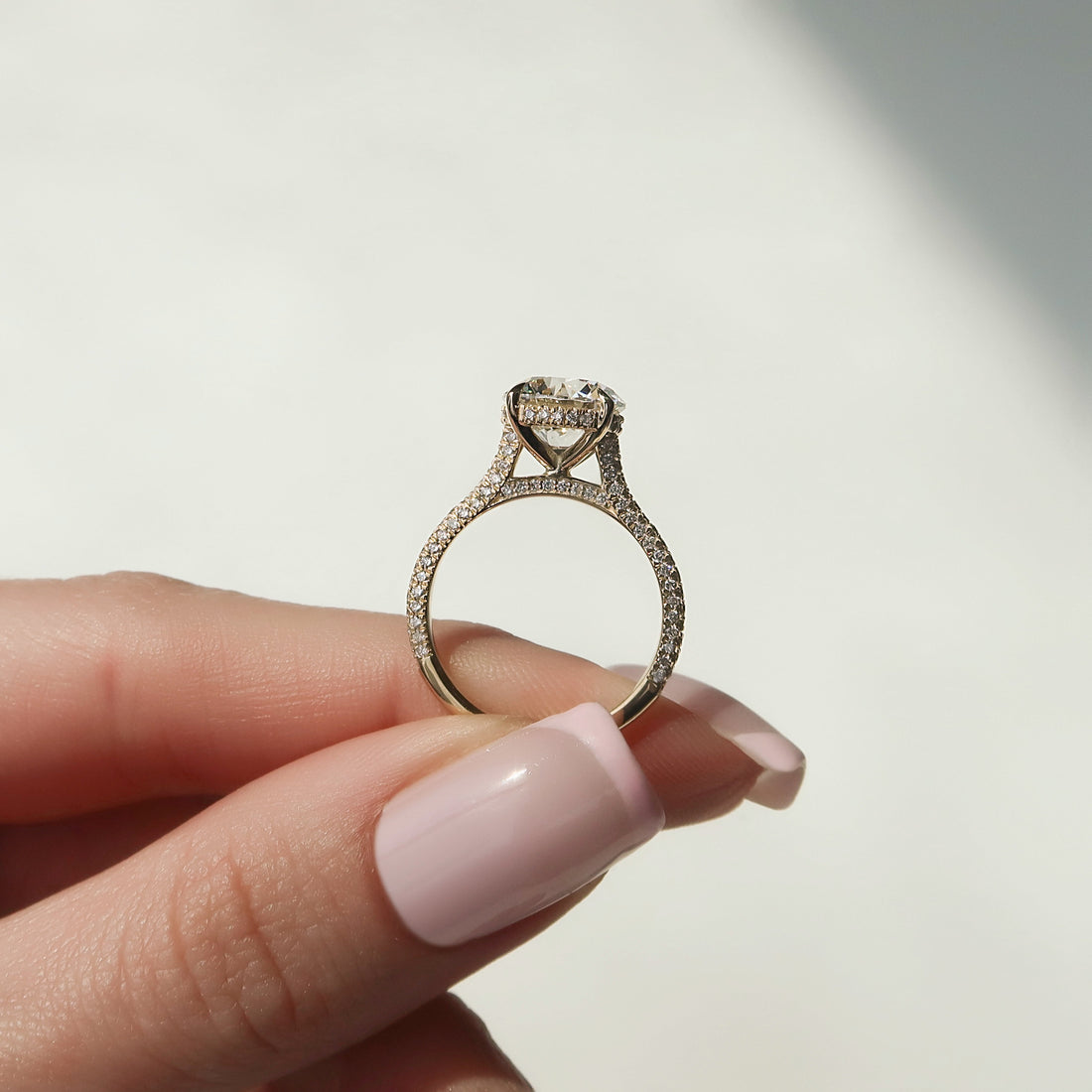 1.50 - 3.50  CT Round Cut CVD Diamond Hidden Halo & Pave Engagement Ring