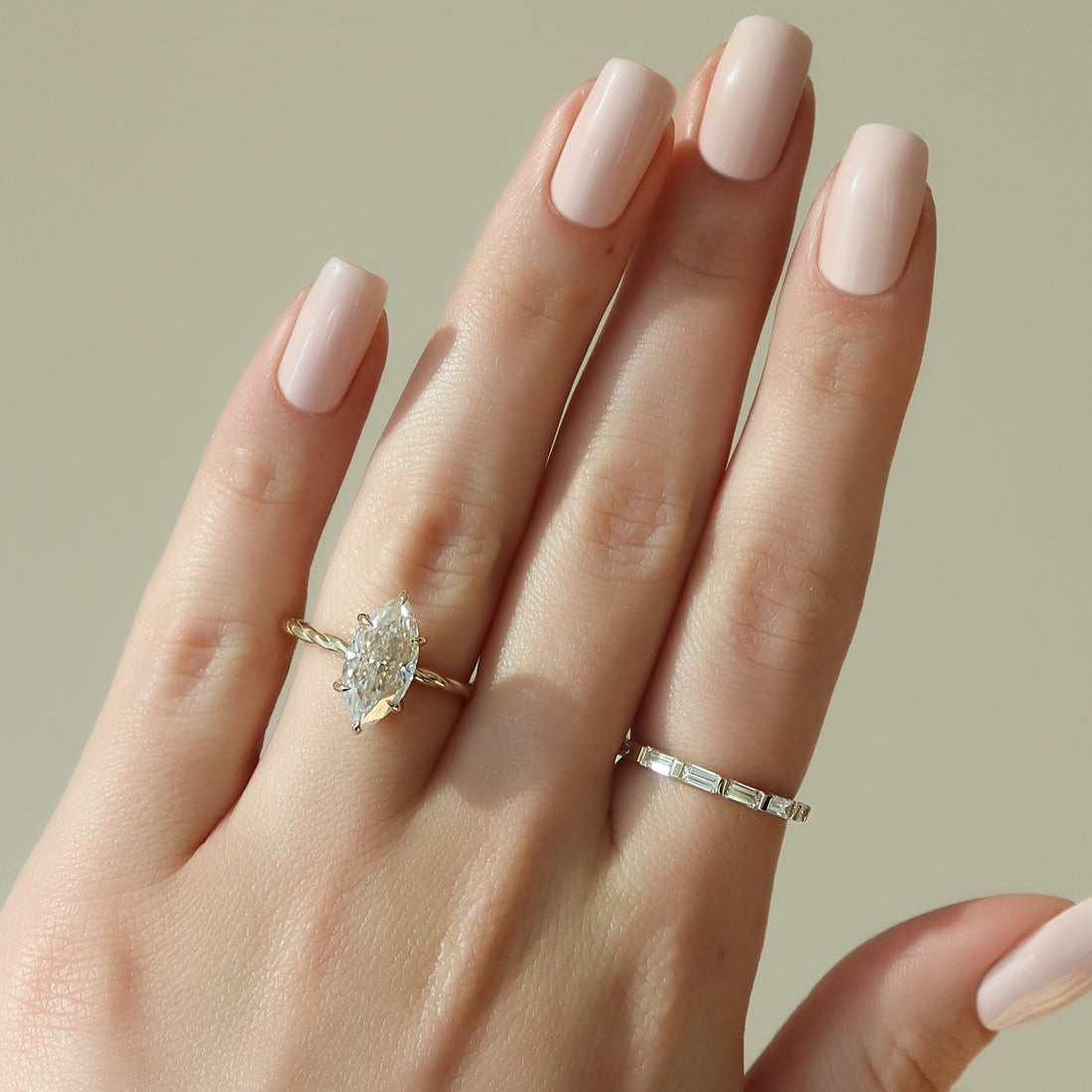 2.0 - 4.0 CT Marquise Cut CVD Diamond Twisted Hidden Halo Style Engagement Ring