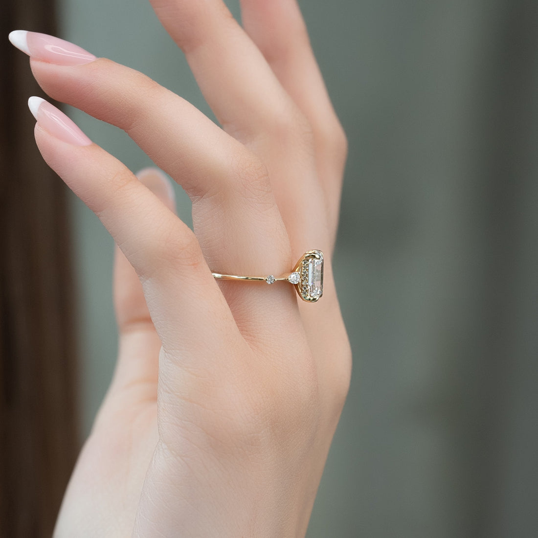 1.0 - 3.0 CT Emerald Cut CVD Diamond Five Stone Engagement Ring