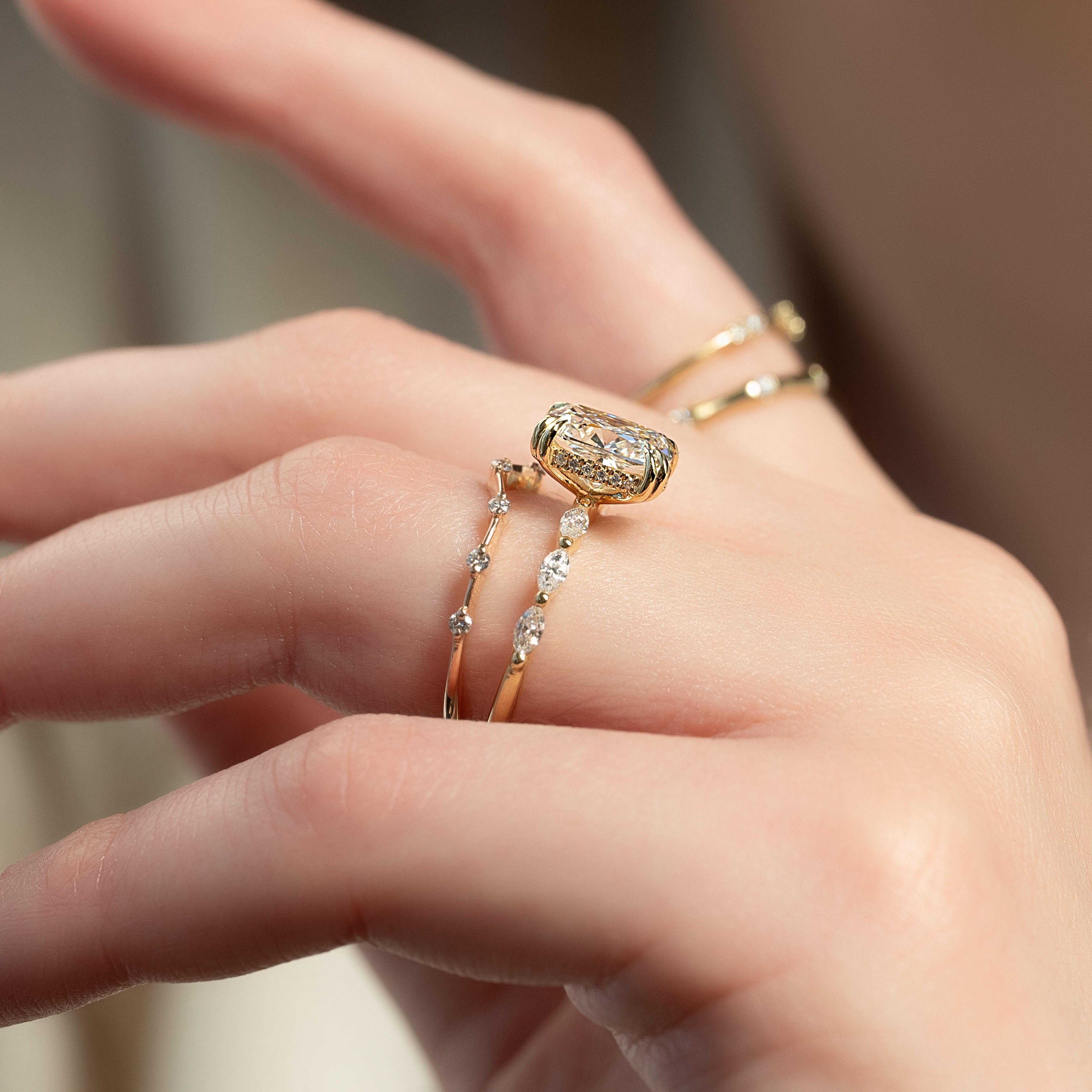 2.0 - 4.0 CT Elongated Cushion Cut CVD Diamond Hidden Halo & Pave Engagement Ring