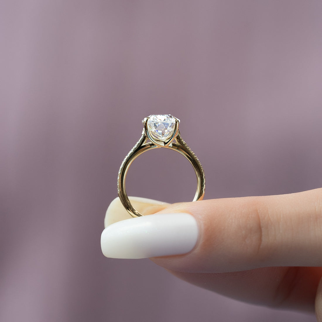 2.0 -4.0 CT Oval Cut CVD Diamond Pave Engagement Ring