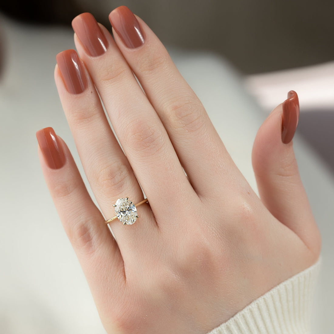 2.0 -4.0 CT Oval Cut CVD Diamond Hidden Halo Engagement Ring