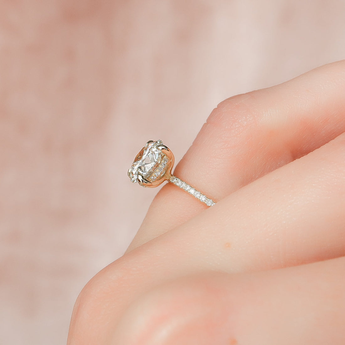 1.50 - 3.50 CT Round Cut CVD Diamond Hidden Halo & Pave Engagement Ring