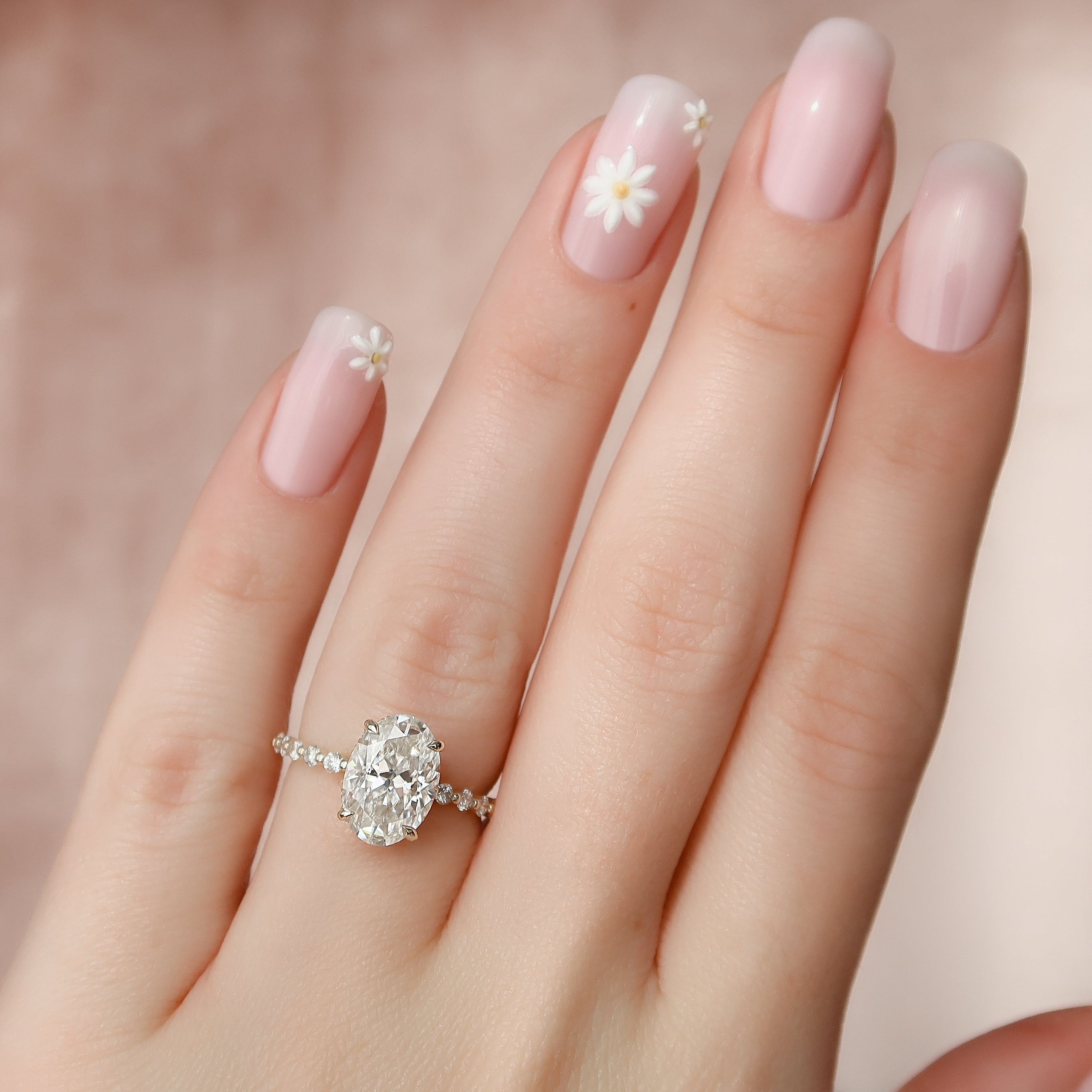 1.50 - 3.50 CT Oval Cut CVD Diamond Hidden Halo & Pave Engagement Ring