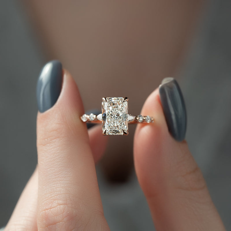 2.0 - 4.0  CT Radiant Cut CVD Diamond Hidden Halo & Pave Engagement Ring