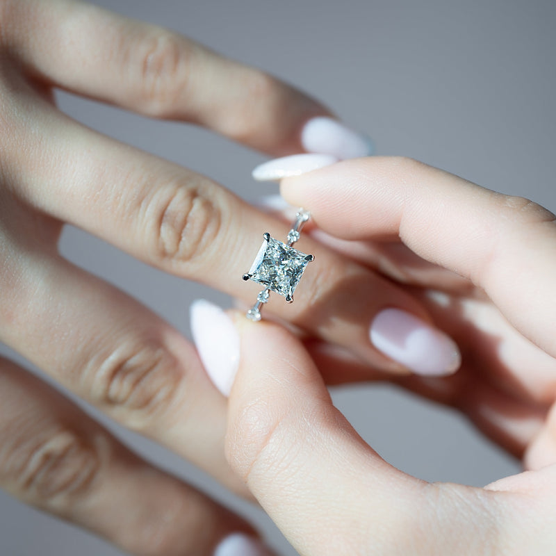 1.0 - 3.50 CT Princess Cut CVD Diamond Dainty Style Engagement Ring