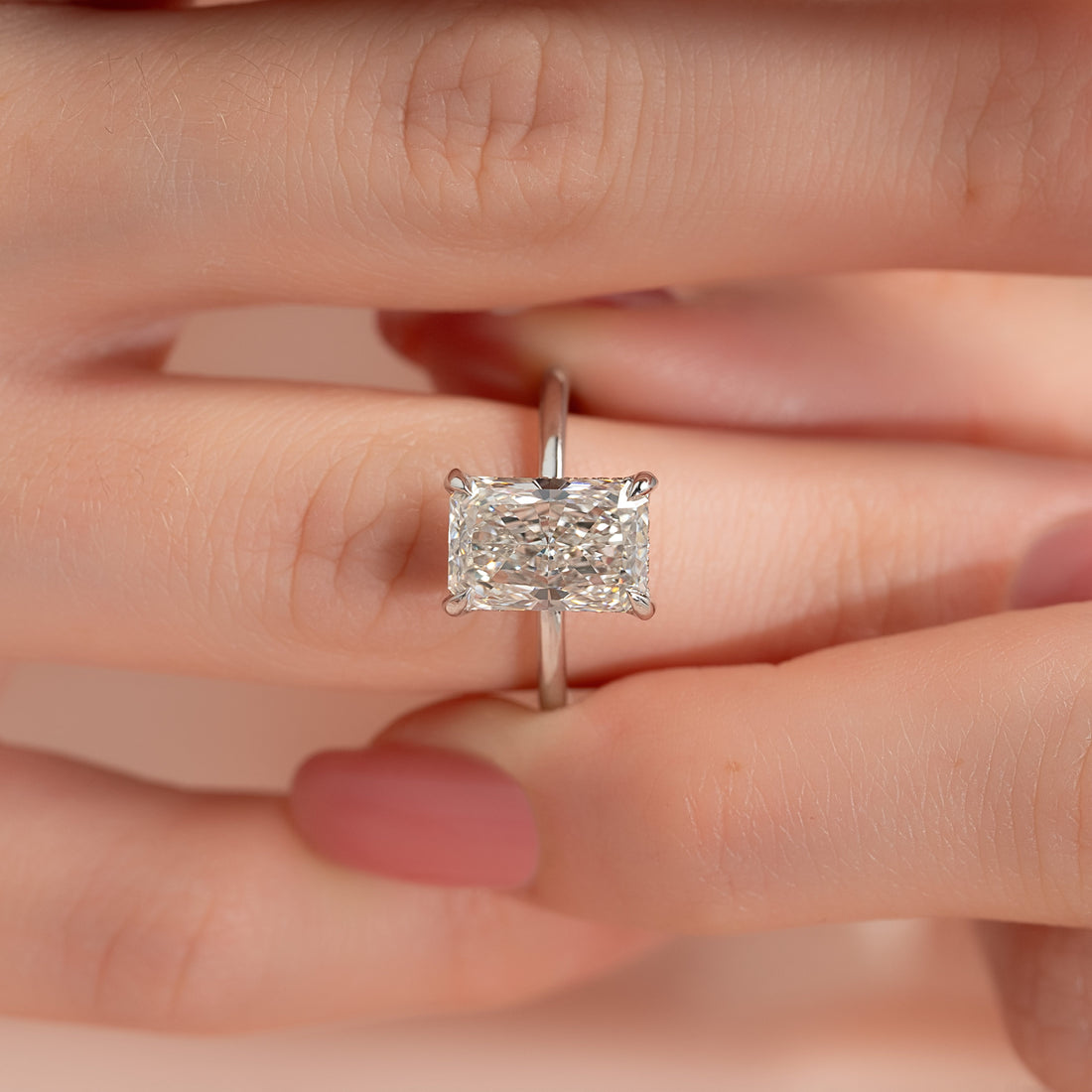 2.0 - 4.0  CT Radiant Cut CVD Diamond Hidden Halo Engagement Ring