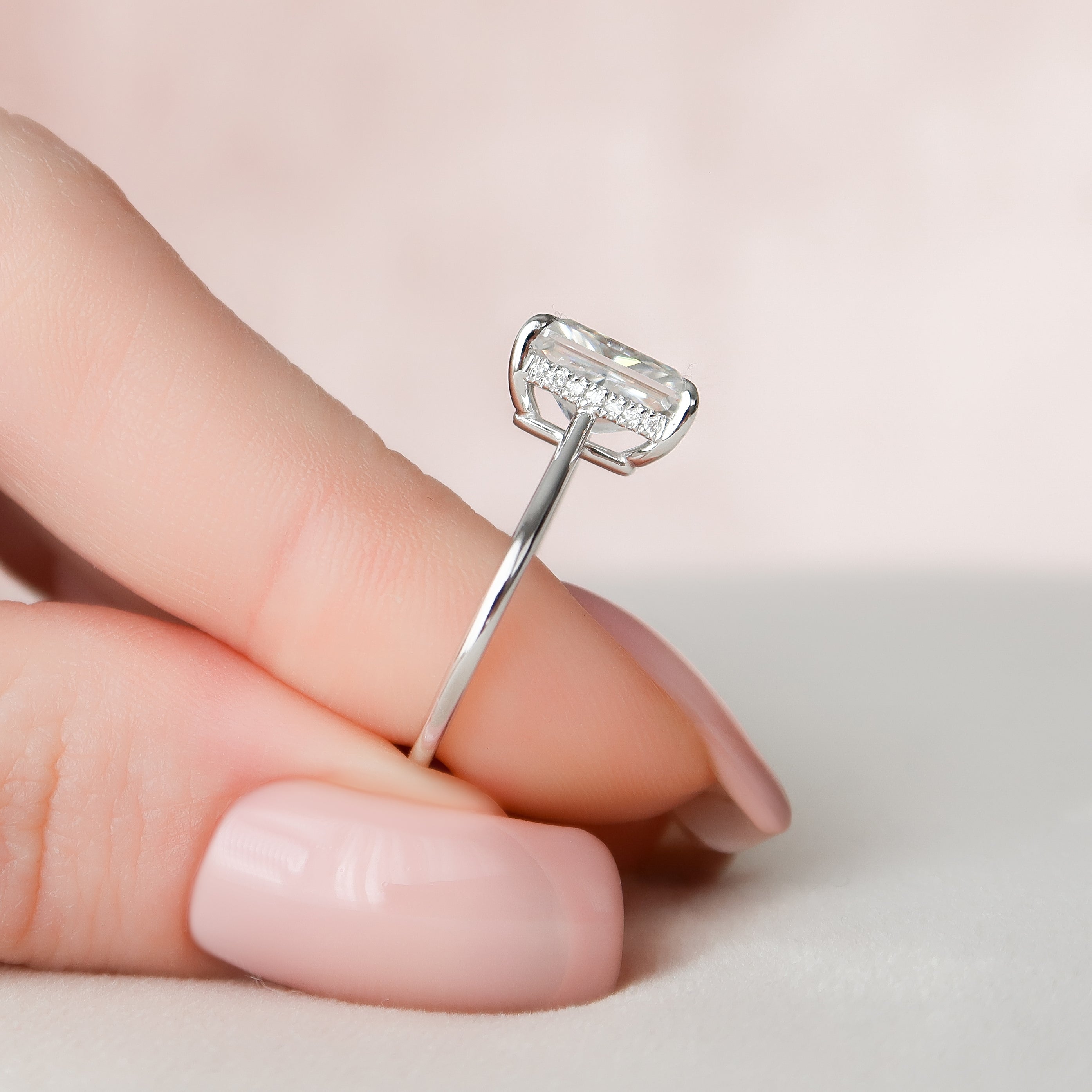 2.0 - 4.0  CT Radiant Cut CVD Diamond Hidden Halo Engagement Ring