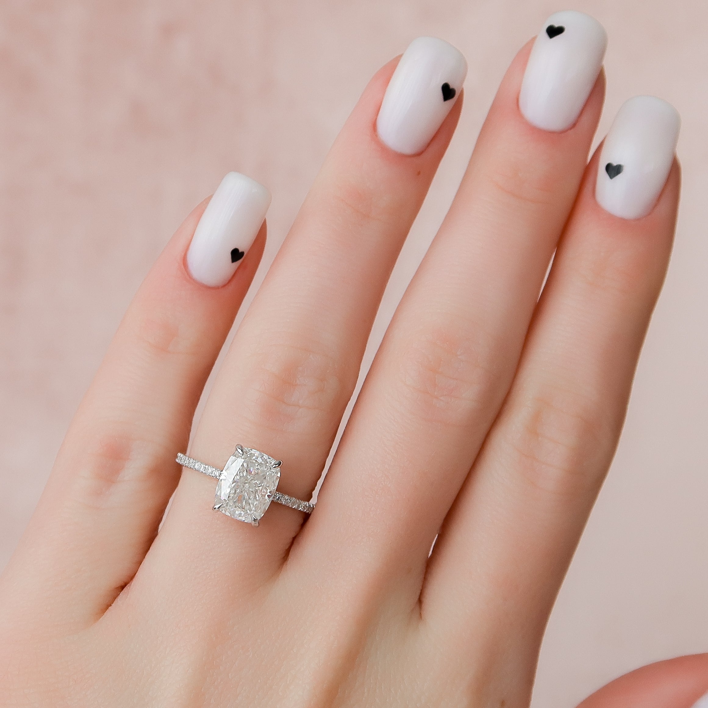 2.0 - 4.0 CT Elongated Cushion Cut CVD Diamond Hidden Halo & Pave Style Engagement Ring