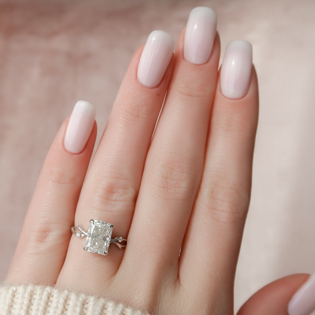 2.0 - 4.0  CT Radiant Cut CVD Diamond twig Engagement Ring