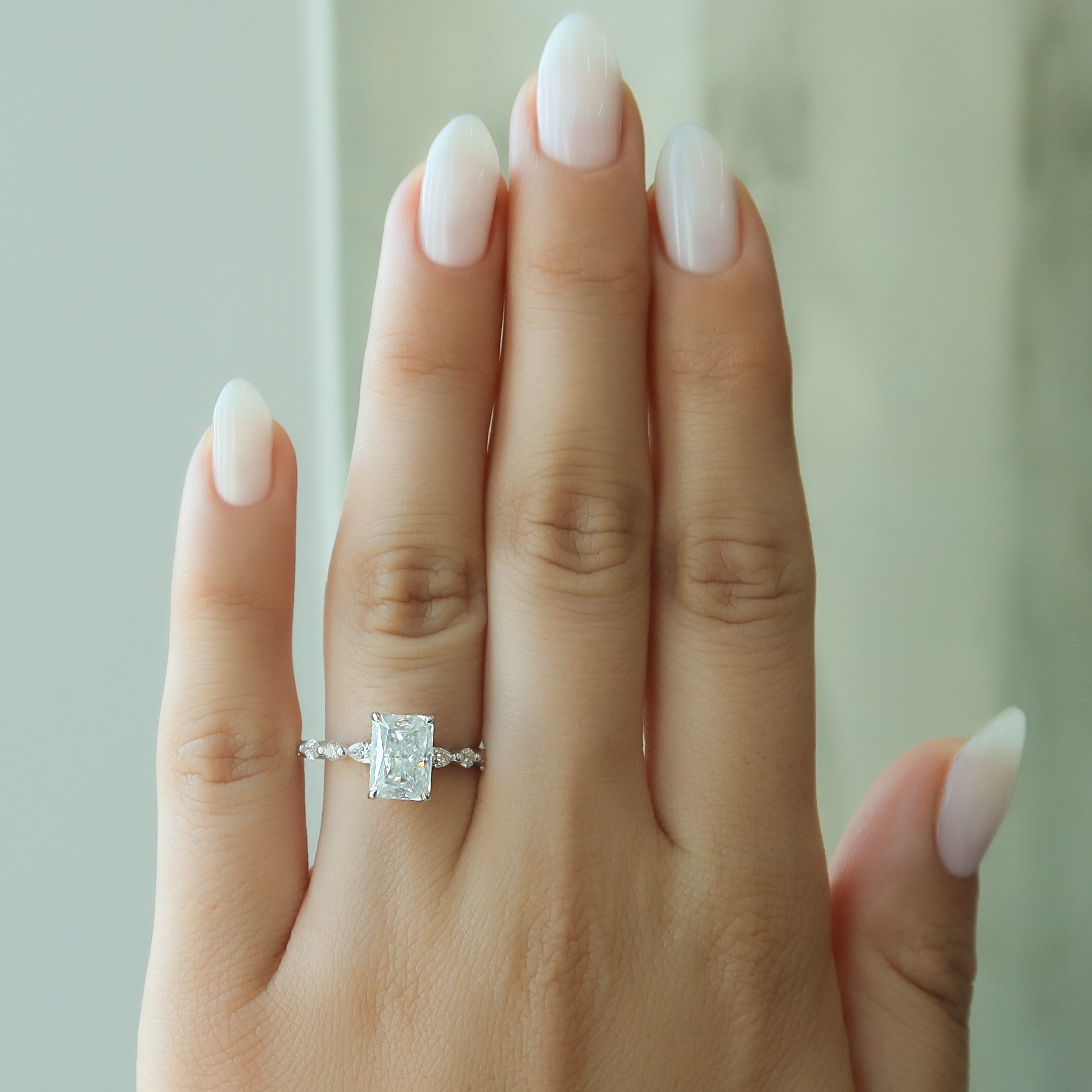 2.0 - 4.0  CT Radiant Cut CVD Diamond Hidden Halo & Pave Engagement Ring