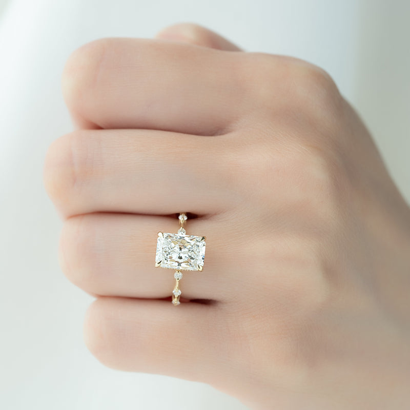 2.0 - 4.0  CT Radiant Cut CVD Diamond Hidden Halo & Dainty Engagement Ring