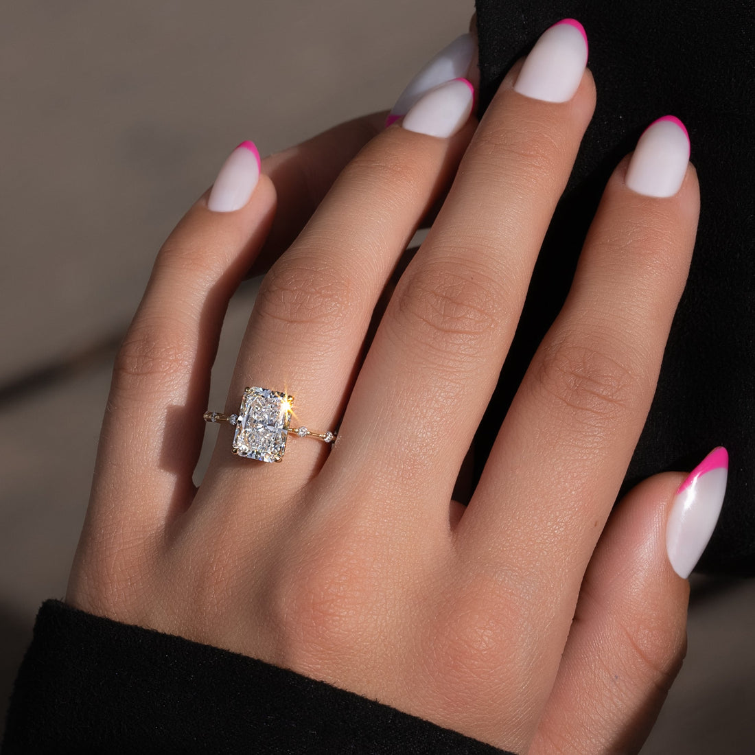 2.0 - 4.0  CT Radiant Cut CVD Diamond Dainty Engagement Ring
