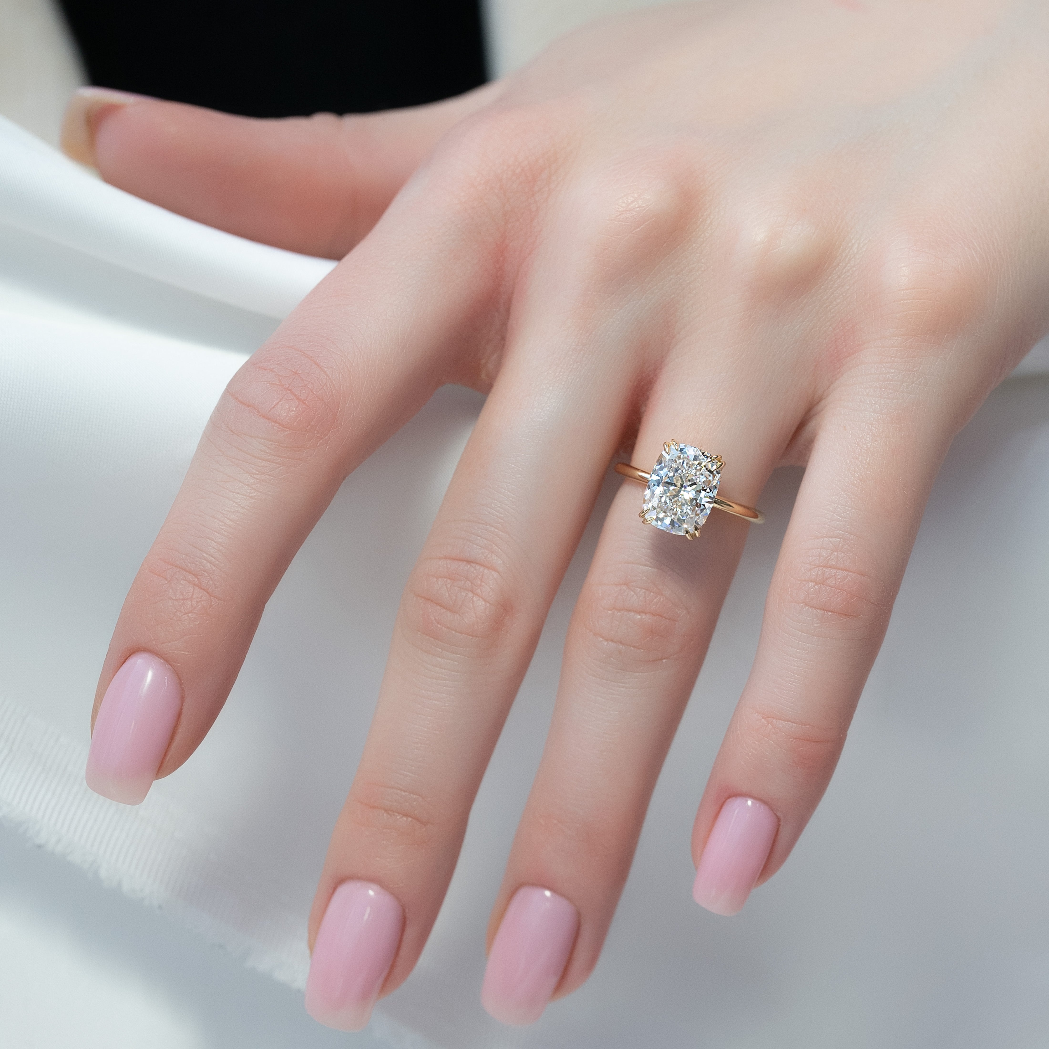 2.0 - 4.0 CT Elongated Cushion Cut CVD Diamond Hidden Halo Engagement Ring