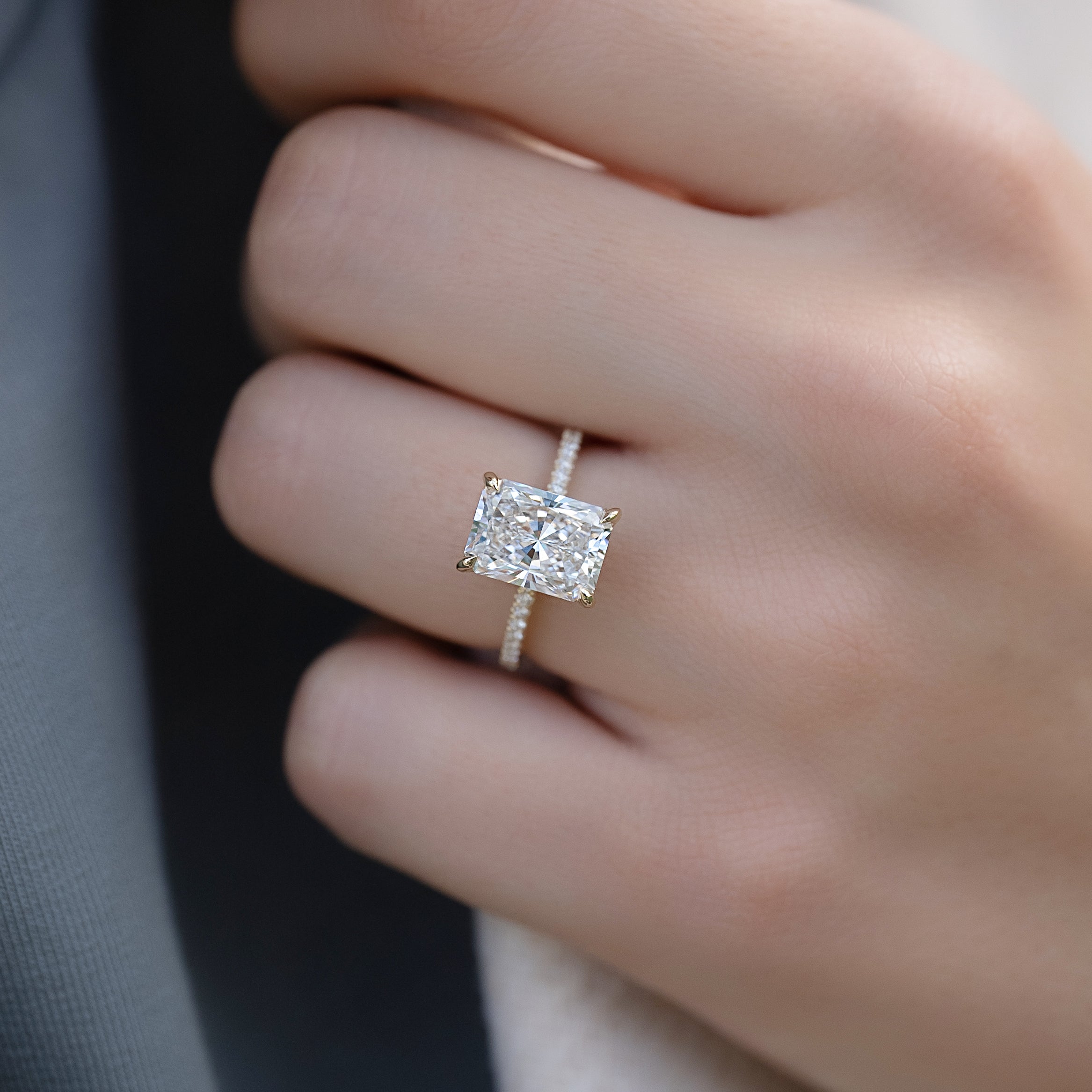 2.0 - 4.0  CT Radiant Cut CVD Diamond Hidden Halo & Pave Engagement Ring