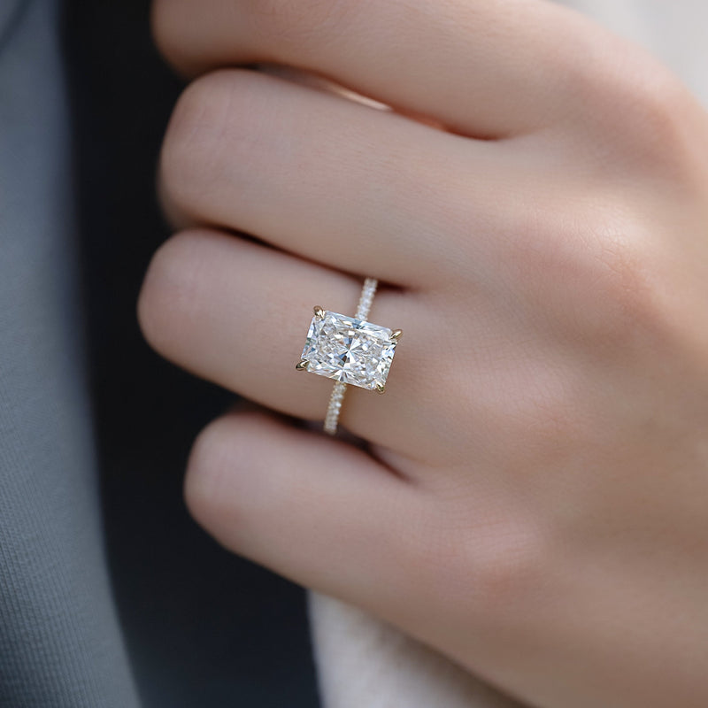 2.0 - 4.0  CT Radiant Cut CVD Diamond Hidden Halo & Pave Engagement Ring