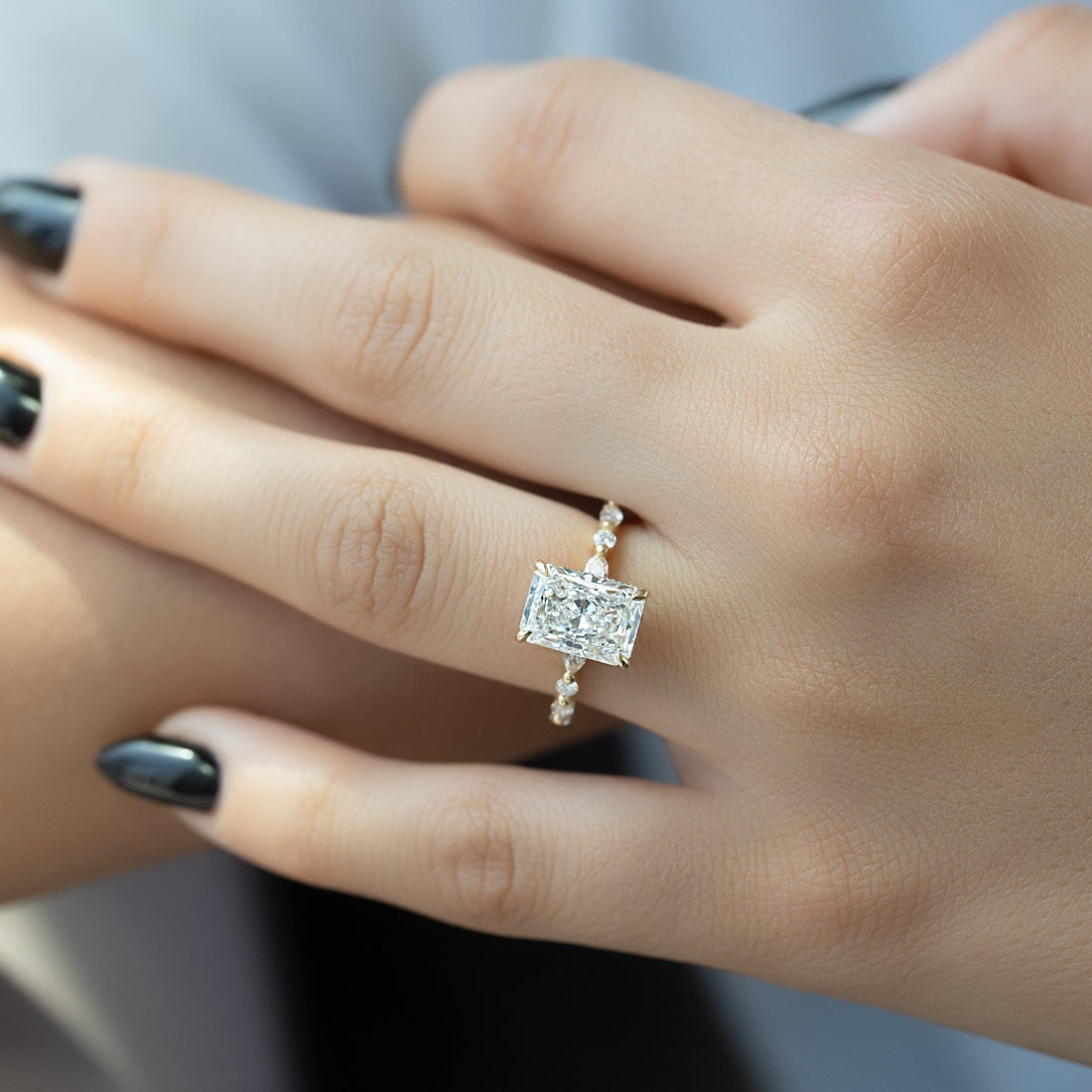 2.0 - 4.0  CT Radiant Cut CVD Diamond Hidden Halo & Pave Engagement Ring