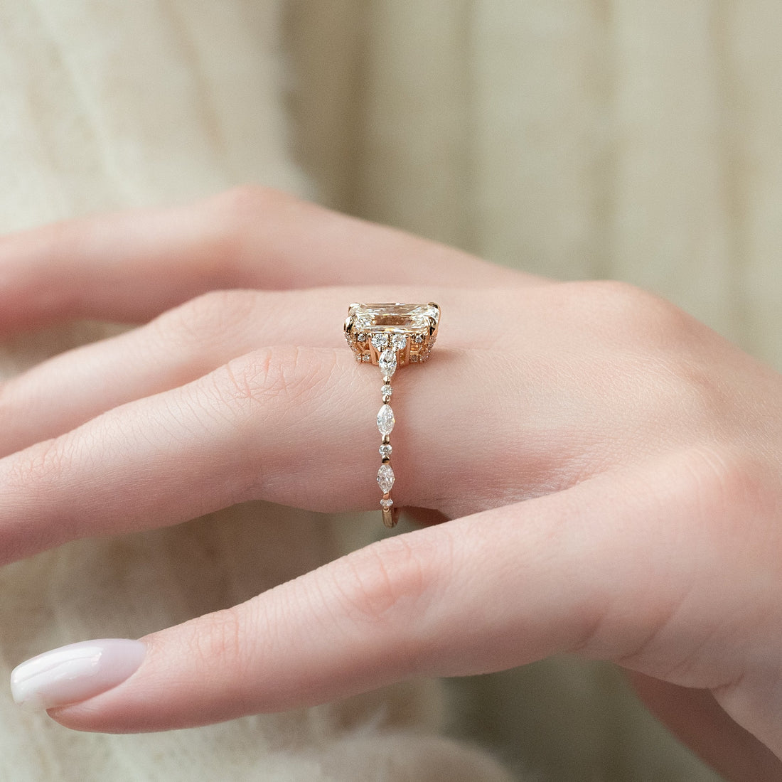 2.0 - 4.0  CT Radiant Cut CVD Diamond Cluster Engagement Ring
