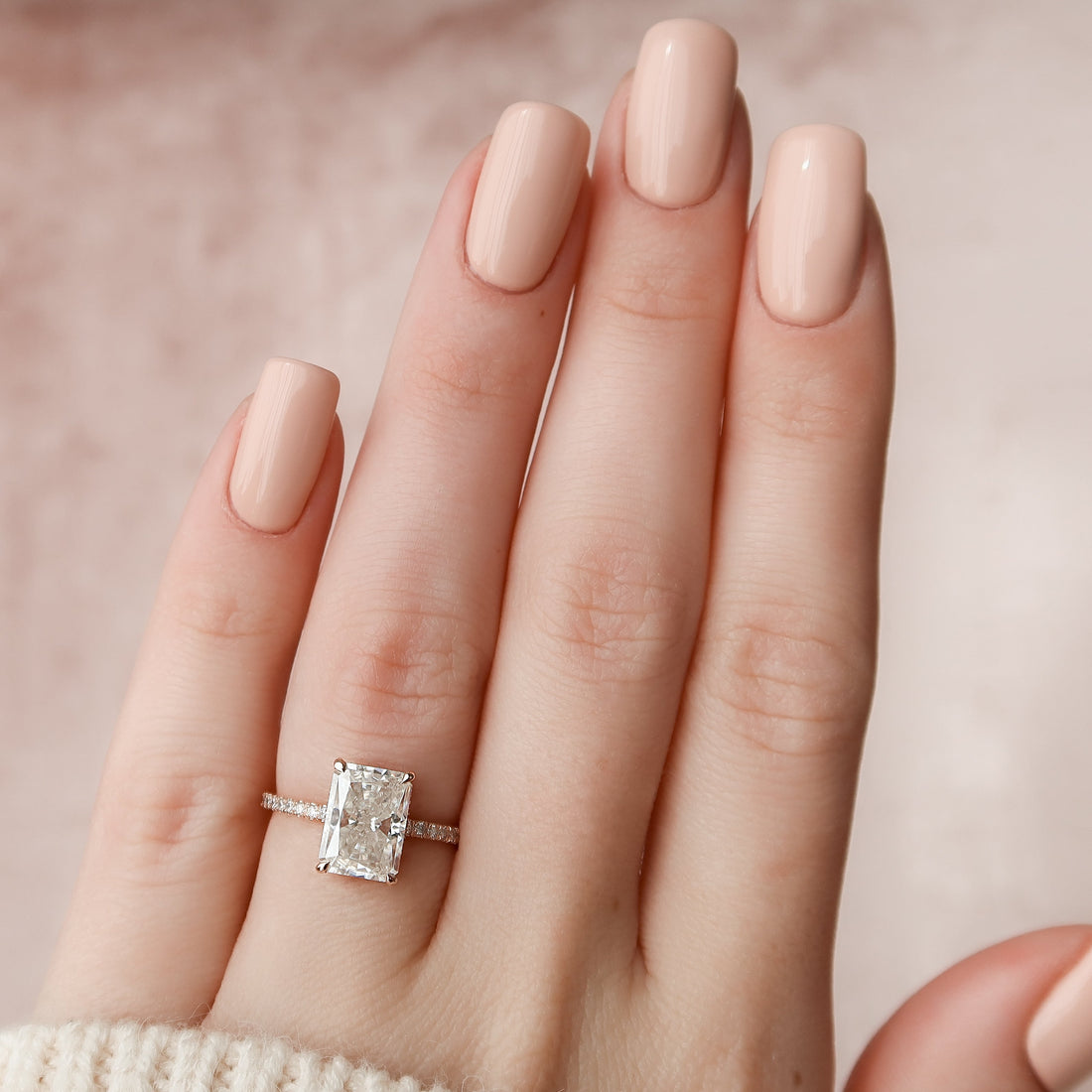 2.0 - 4.0  CT Radiant Cut CVD Diamond Hidden Halo & Pave Engagement Ring