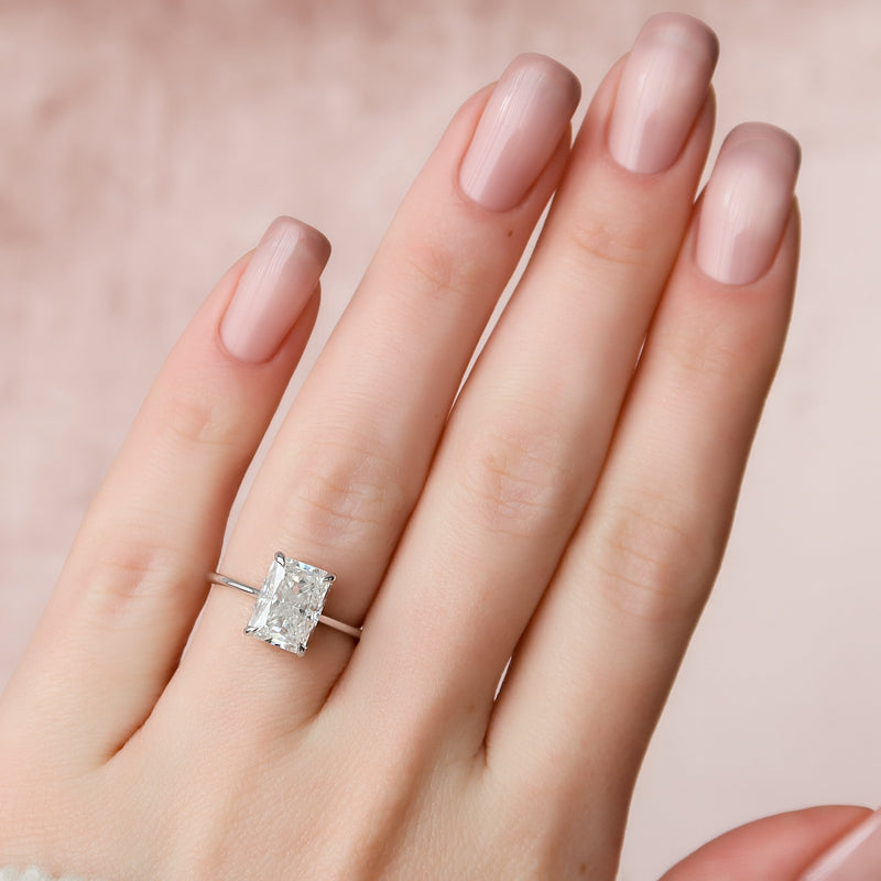 2.0 - 4.0  CT Radiant Cut CVD Diamond Hidden Halo Engagement Ring