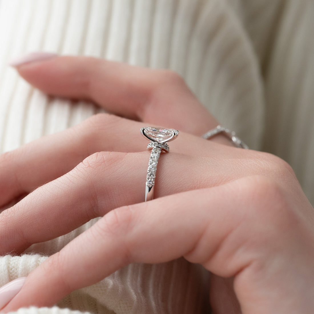 2.0 - 4.0  CT Radiant Cut CVD Diamond Hidden Halo & Pave Engagement Ring