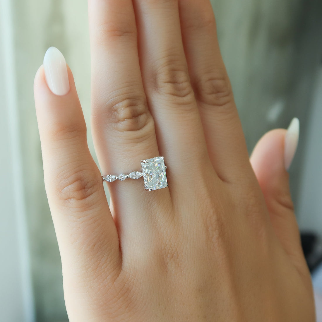 2.0 - 4.0  CT Radiant Cut CVD Diamond Hidden Halo & Pave Engagement Ring