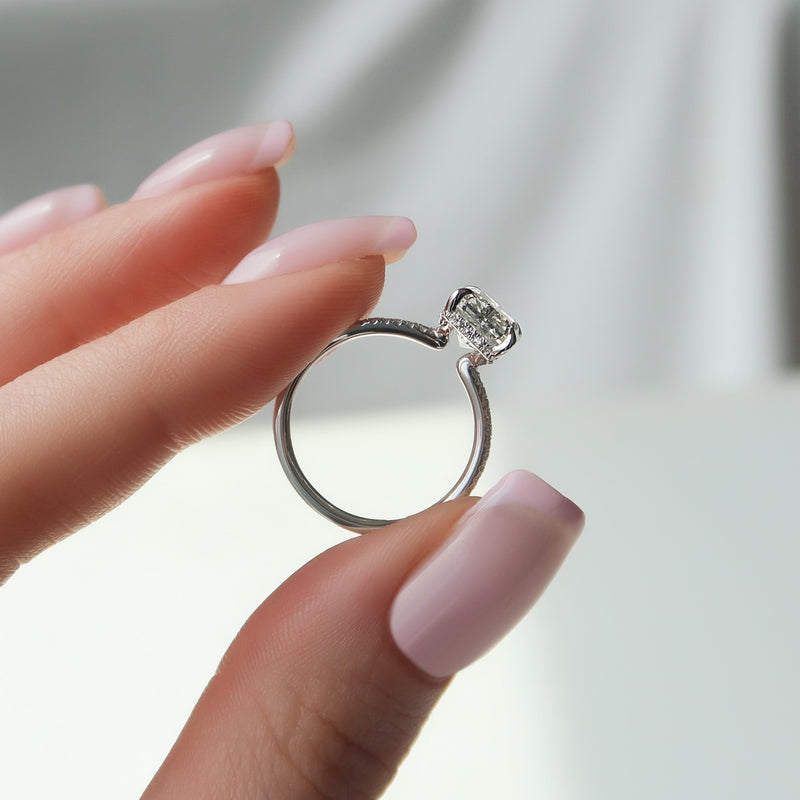 2.0 - 4.0  CT Radiant Cut CVD Diamond Pave Engagement Ring