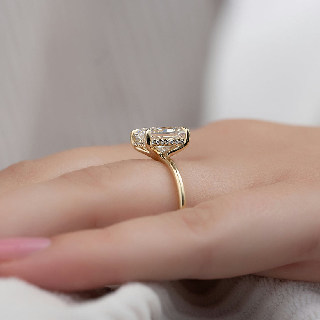 2.0 - 4.0  CT Radiant Cut CVD Diamond Hidden Halo Engagement Ring