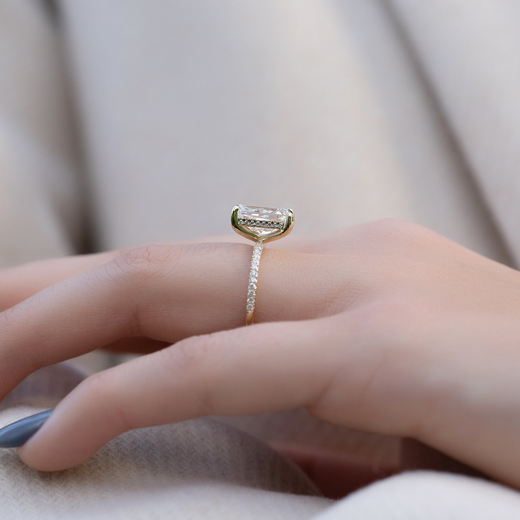 2.0 - 4.0  CT Radiant Cut CVD Diamond Hidden Halo & Pave Engagement Ring