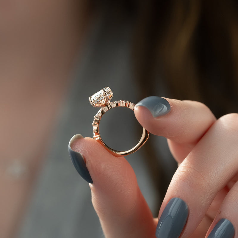 2.0 - 4.0  CT Radiant Cut CVD Diamond Hidden Halo & Pave Engagement Ring