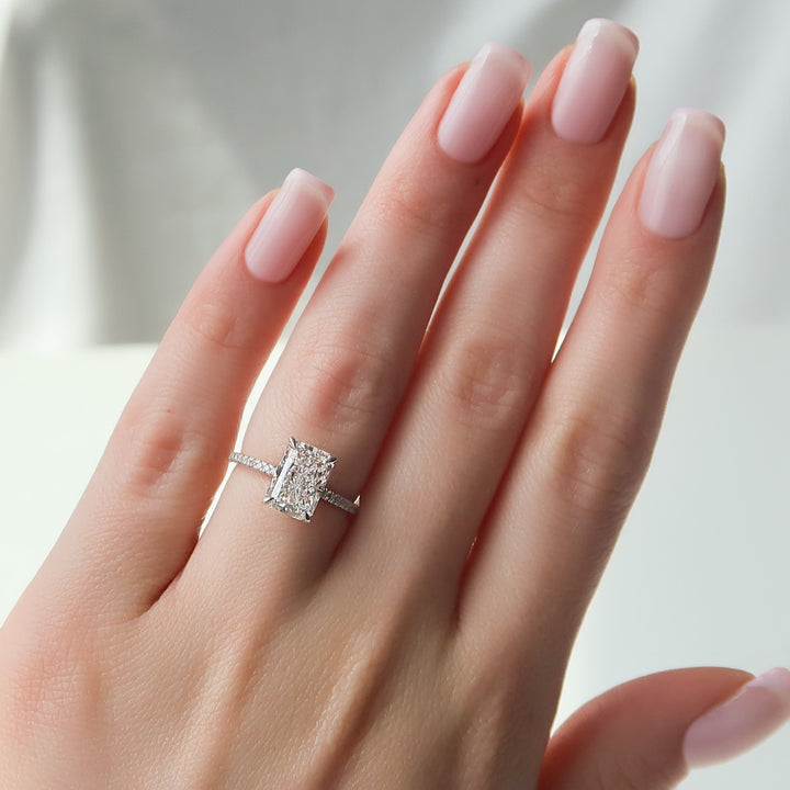 2.0 - 4.0  CT Radiant Cut CVD Diamond Pave Engagement Ring