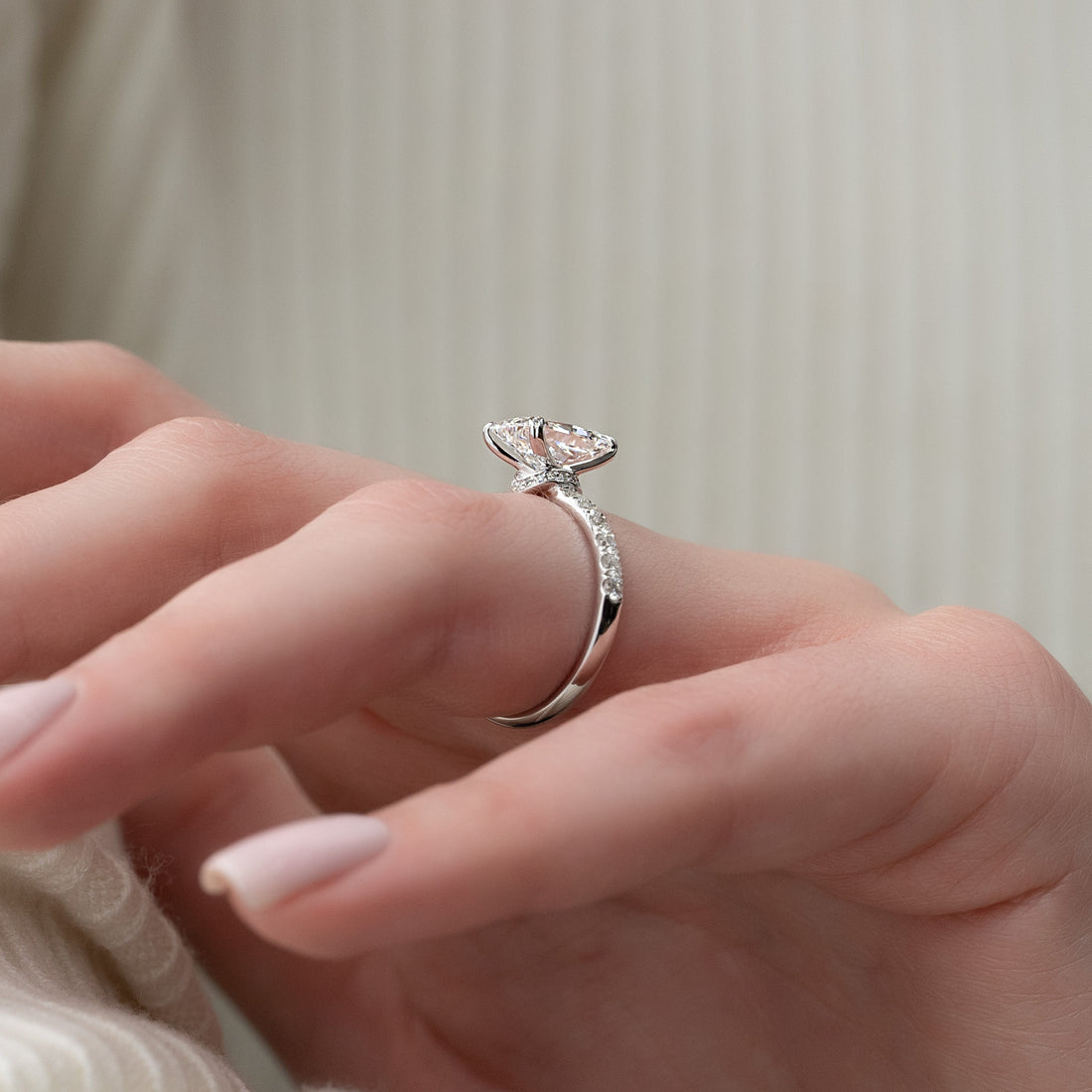 2.0 - 4.0  CT Radiant Cut CVD Diamond Hidden Halo & Pave Engagement Ring