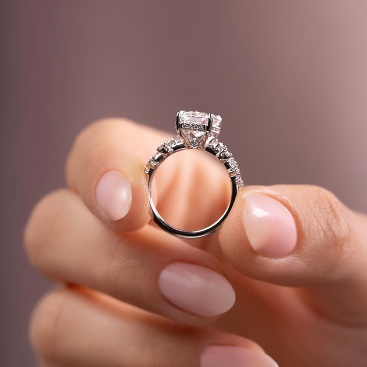 2.0 - 4.0  CT Radiant Cut CVD Diamond Hidden Halo & clustered  Engagement Ring
