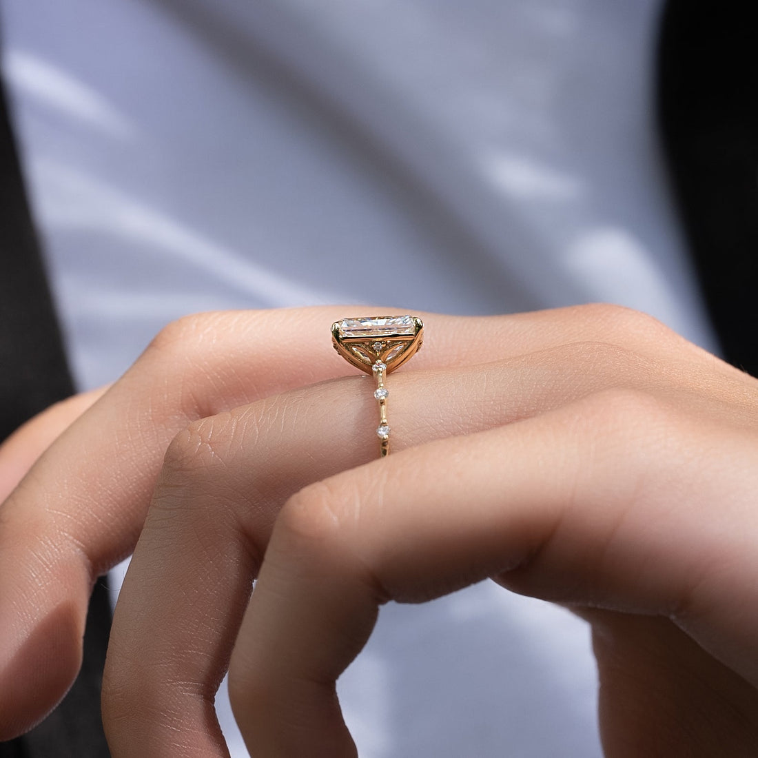 2.0 - 4.0  CT Radiant Cut CVD Diamond Dainty Engagement Ring