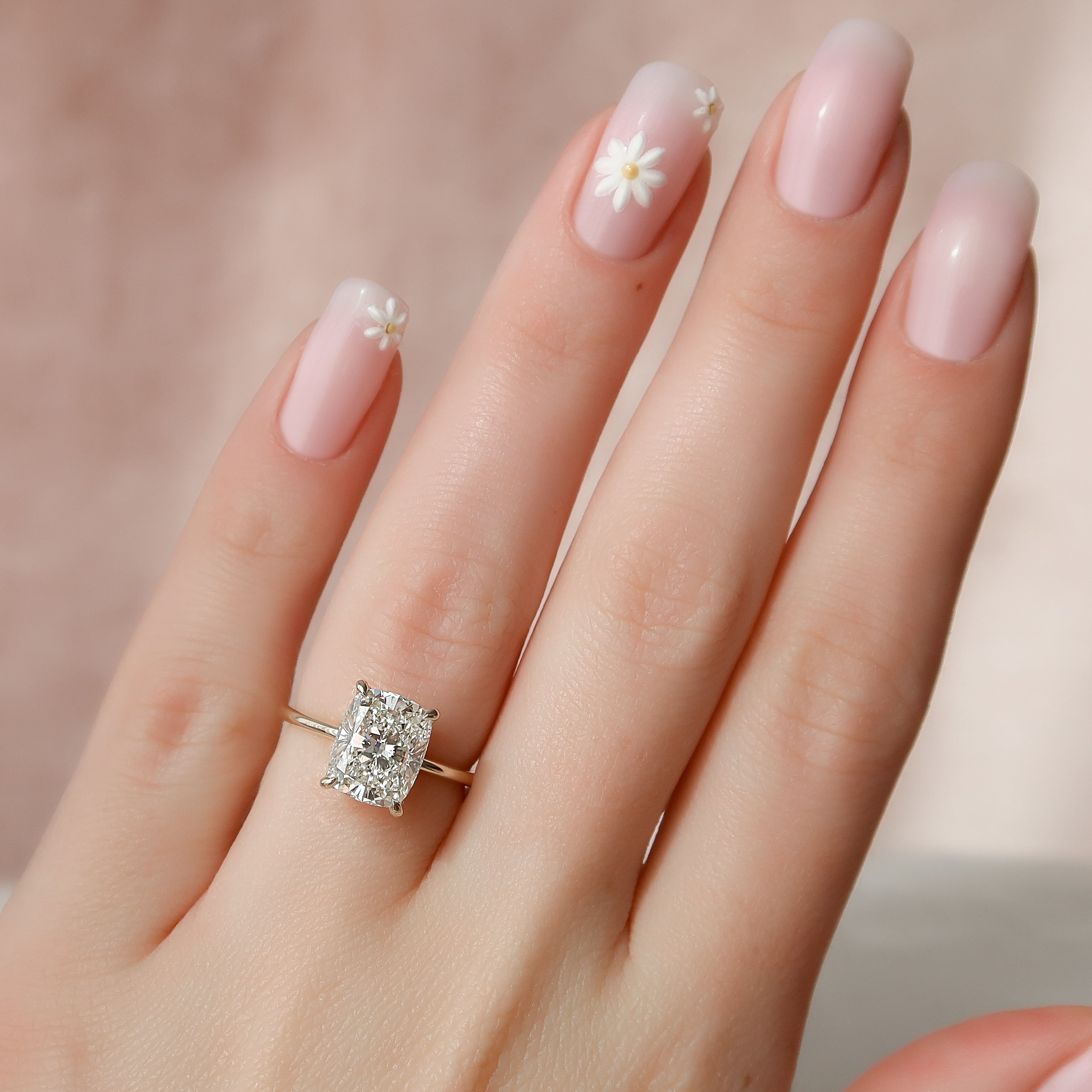 2.0 - 4.0 CT Elongated Cushion Cut CVD Diamond Hidden Halo Engagement Ring