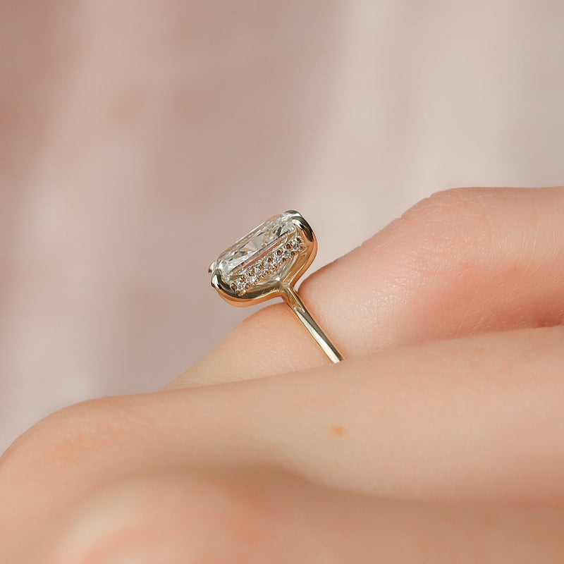 2.0 - 4.0 CT Elongated Cushion Cut CVD Diamond Hidden Halo Engagement Ring