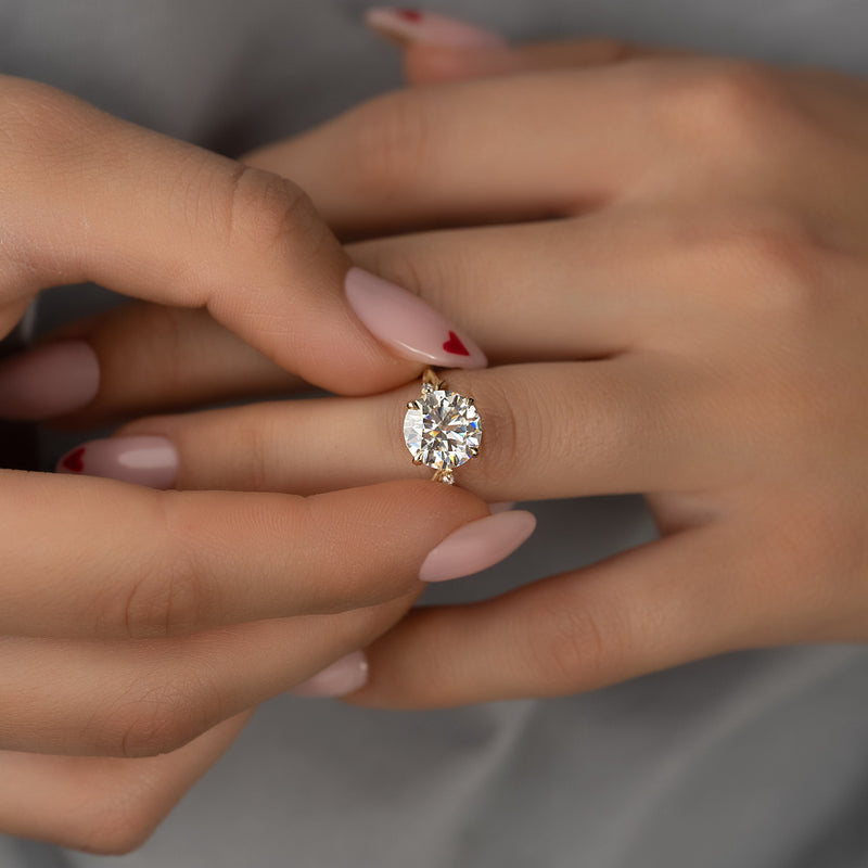 1.0 - 3.0 CT Round Cut CVD Diamond Twig Setting  Engagement Ring