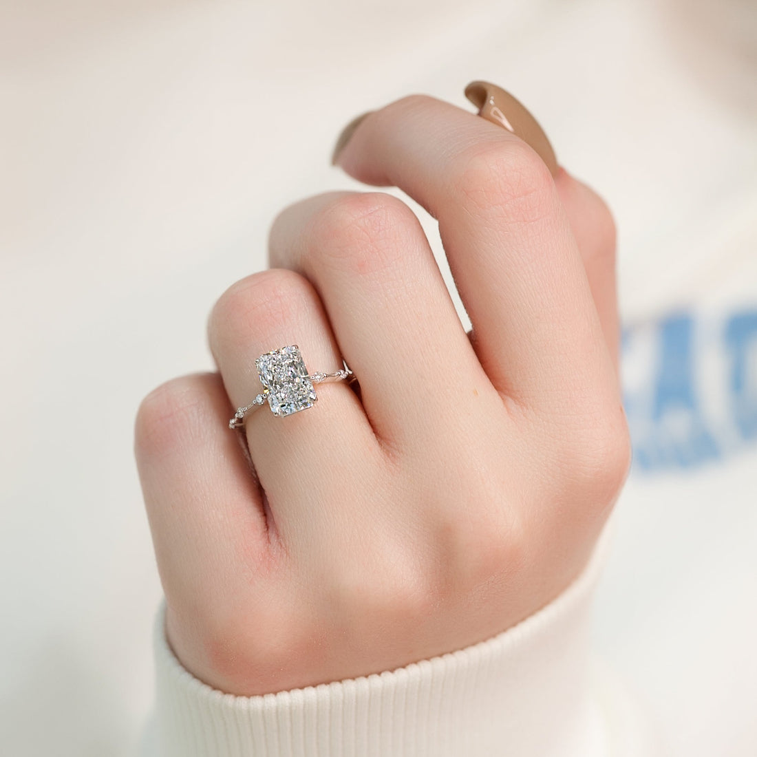 2.0 - 4.0  CT Radiant Cut CVD Diamond Dainty Engagement Ring