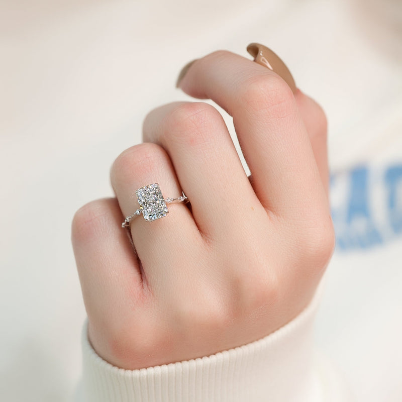 2.0 - 4.0  CT Radiant Cut CVD Diamond Dainty Engagement Ring