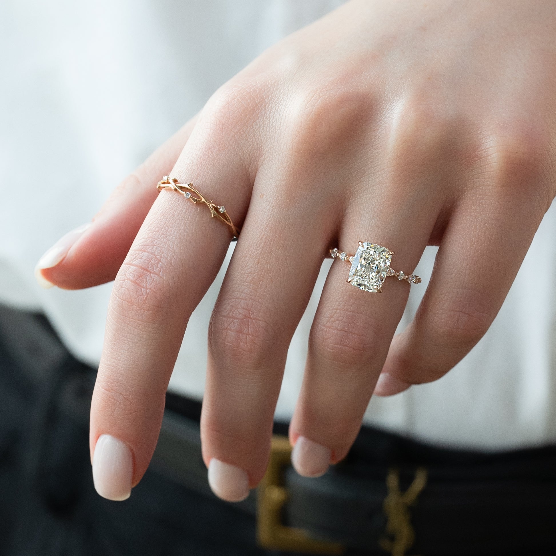 2.0 - 4.0 CT Elongated Cushion Cut CVD Diamond Hidden Halo & Pave Style Engagement Ring