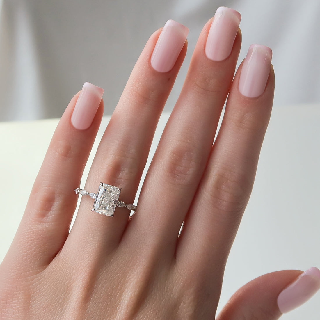 2.0 - 4.0  CT Radiant Cut CVD Diamond Hidden Halo & Pave Engagement Ring