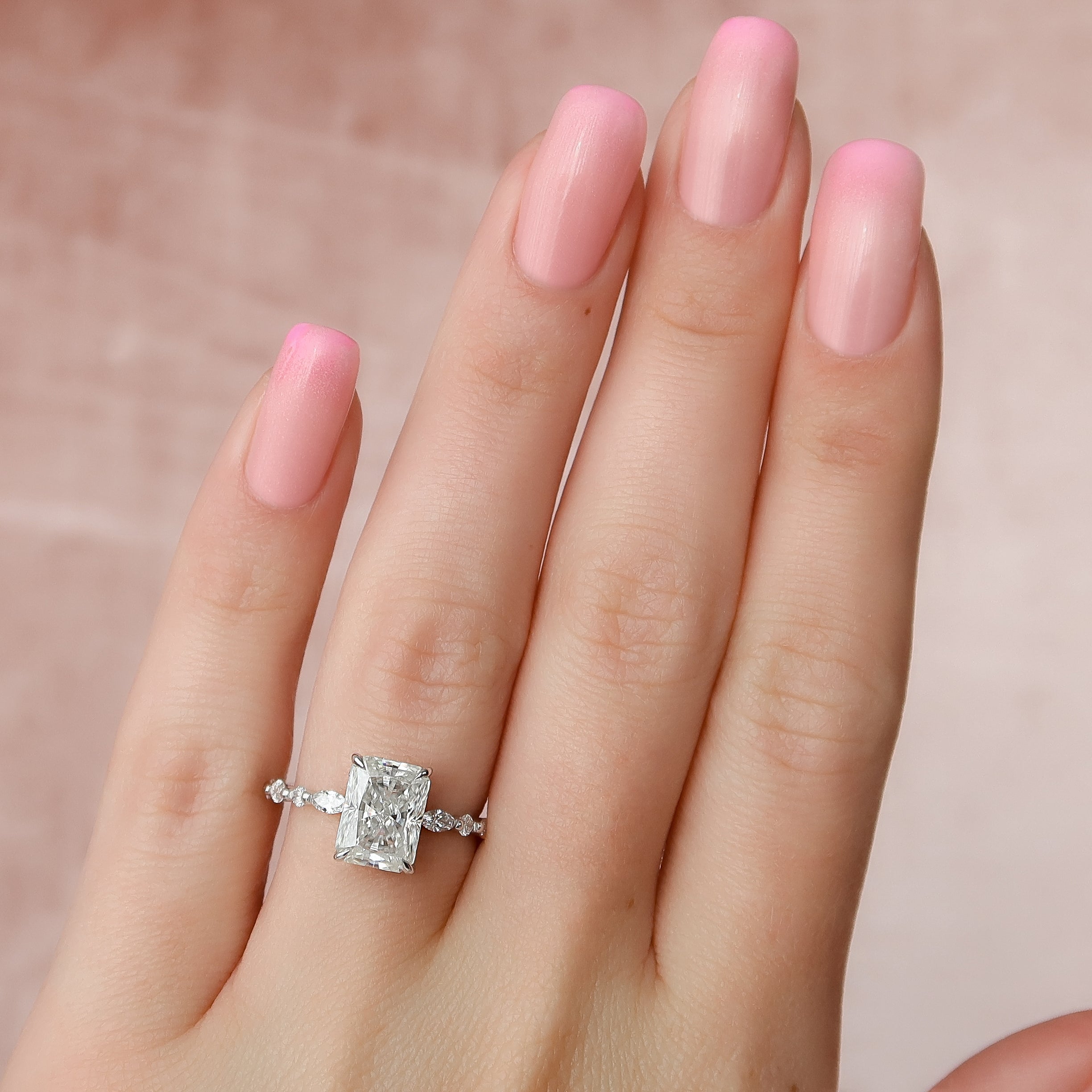 2.0 - 4.0  CT Radiant Cut CVD Diamond Hidden Halo & Pave Engagement Ring