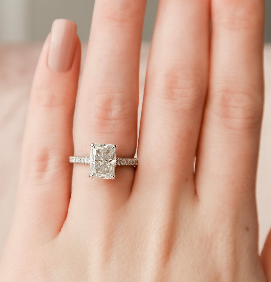 2.0 - 4.0  CT Radiant Cut CVD Diamond Hidden Halo & Pave Engagement Ring