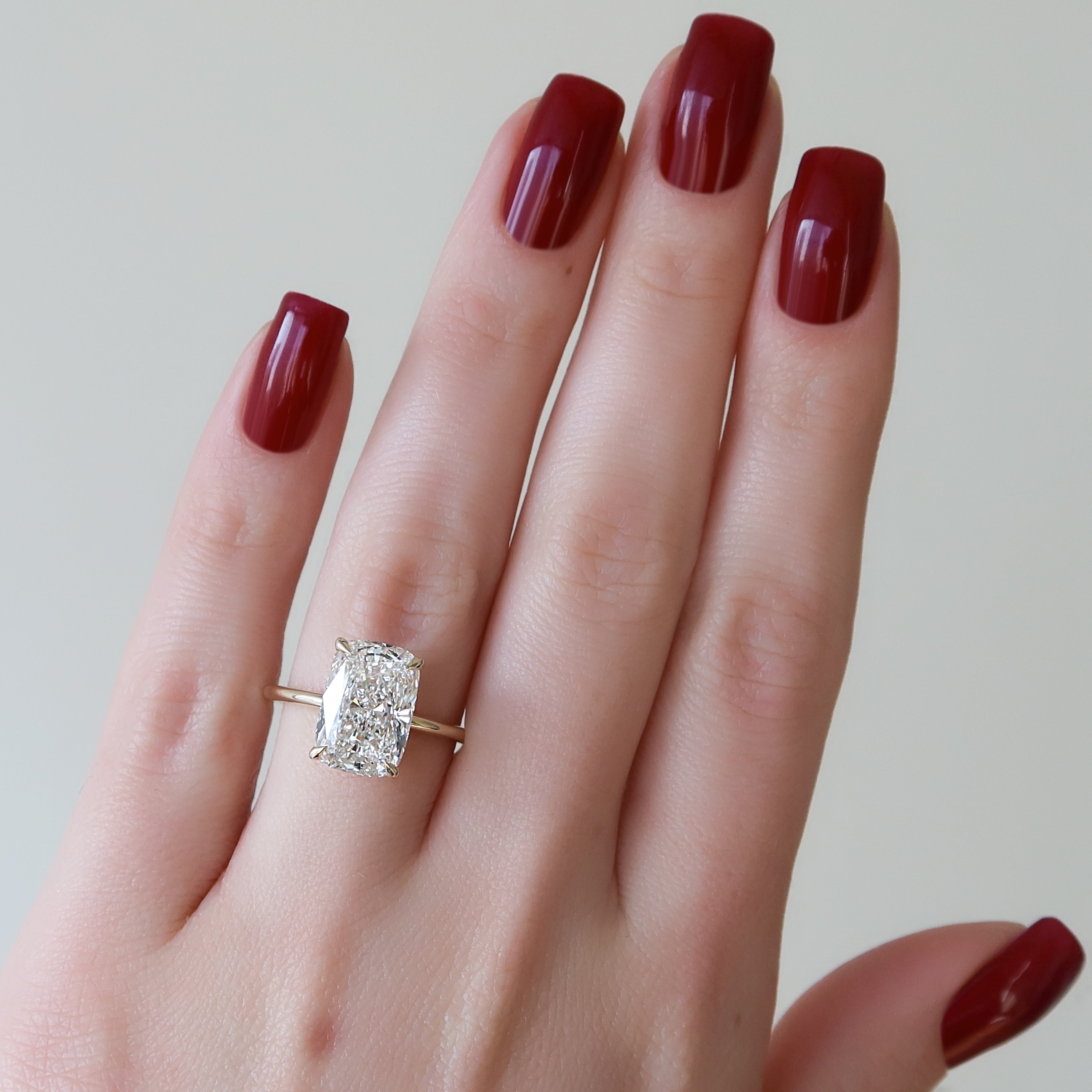 2.0 - 4.0 CT Elongated Cushion Cut CVD Diamond Hidden Halo Engagement Ring